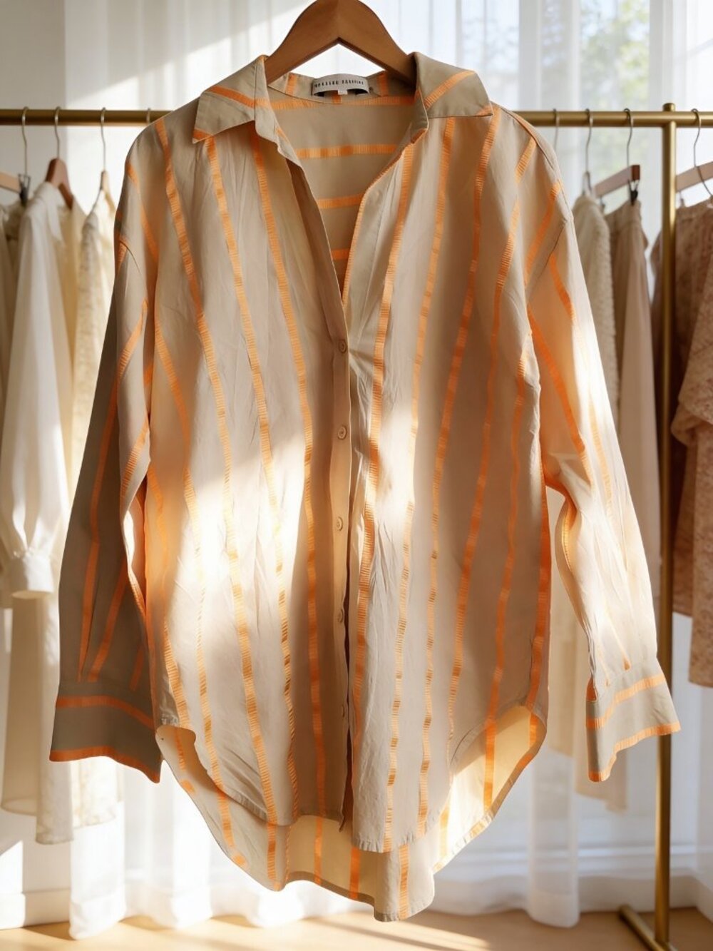 English Factory Tape Strip Long Sleeve Button Shirt Medium